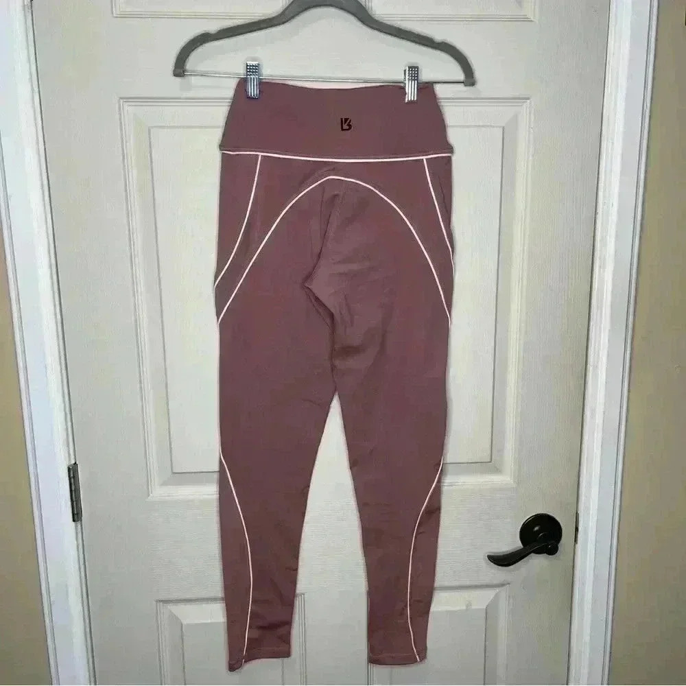 BUFFBUNNY COLLECTION Womens Pink Wide Waistband Mid Rise Nirvana Leggings Sz M